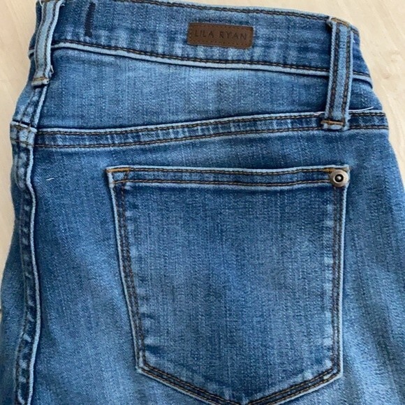 Lila Ryan Jeans Skinny Dark Blue Marina Raw Zipper Hem Mid-Rise Denim Size 29 - Picture 2 of 8